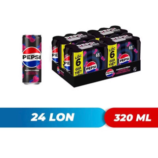 thùng 24 lon nước ngọt Pepsi không đường vị phúc bồn tử