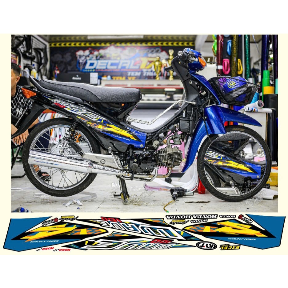 TEM RỜI WAVE S 100 XANH ĐEN DECAL 3 LỚP