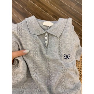 [ Bigsize 55-100kg] Áo polo nơ len hè vặn thừng cộc tay màu pastel siêu xinh