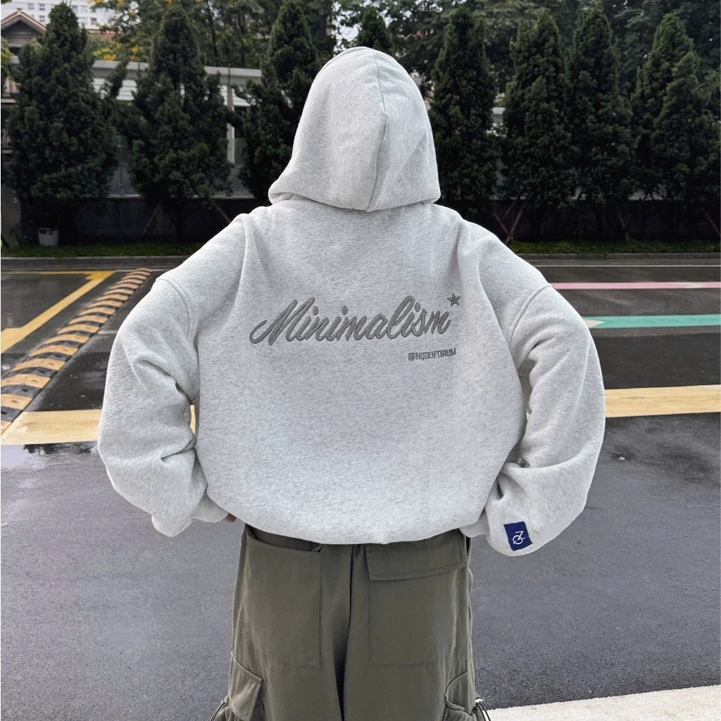 Áo Khoác Hoodie Zip COTTON Thêu Nổi NQ30 BLISS Form Boxy Form Rộng Nam Nữ Unisex