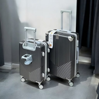  Vali cốc nuớc du lịch tặng kèm 1 túi đựng giày nam nữ r04 nhựa abs bo góc kim loại xịn -có khay đựng cốc nuớc 4 bánh 360 