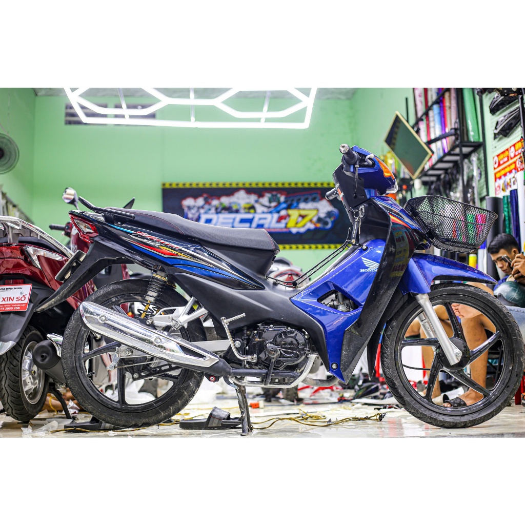 TEM RỜI WAVE A XANH ĐEN MẪU WAVE S 110 DECAL 3 LỚP
