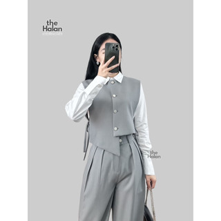  THE HALAN - YUNA Set phối sơ mi và quần màu ghi xám grey pastel hiện đại trẻ trung 