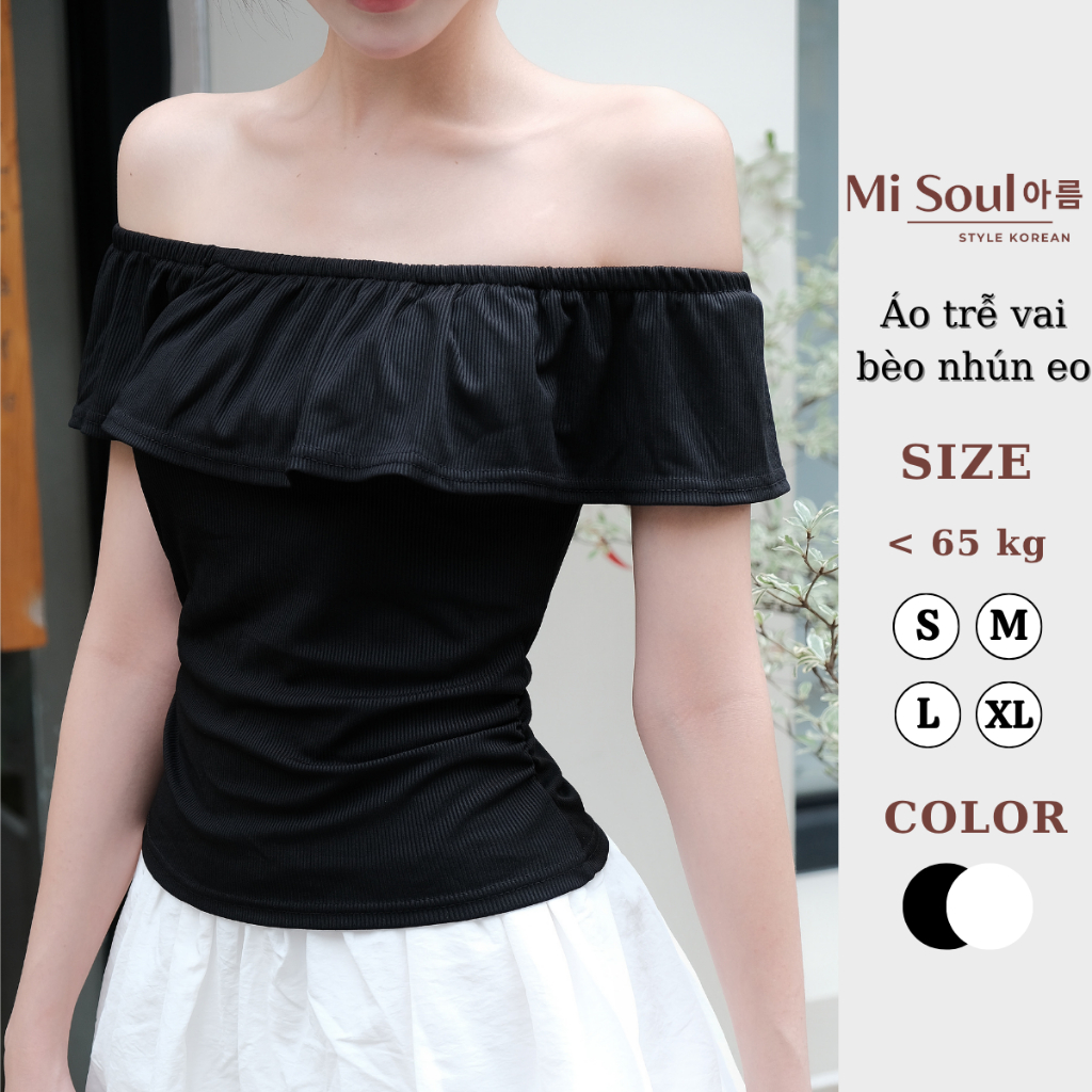 Áo Thun Nữ Trễ Vai Bèo MiSoul Dúm Eo Tôn Dáng Chất Thun Tăm Lạnh Thoáng Mát BigSize, Áo Trễ Vai Ôm Body 434