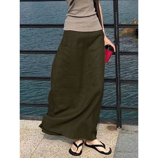 Chân Váy Dài Linen Nữ Form Suông Trùm Gót – Vải Linen Bột Premium Mềm Mát, Dáng Đẹp Trẻ Trung – SLINEN