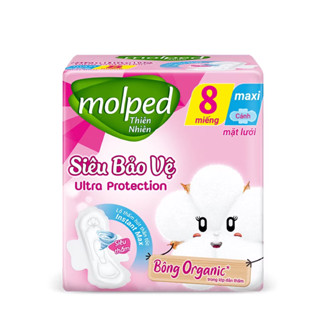   8 gói  Băng vệ sinh Molped thiên nhiên Siêu bảo vệ Maxi có cánh  khô 23cm*8 miếng  