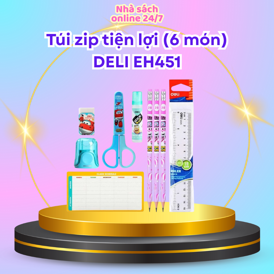 Bộ dụng cụ học sinh HS Super Wings - Túi zip tiện lợi (6 món) DELI EH451
