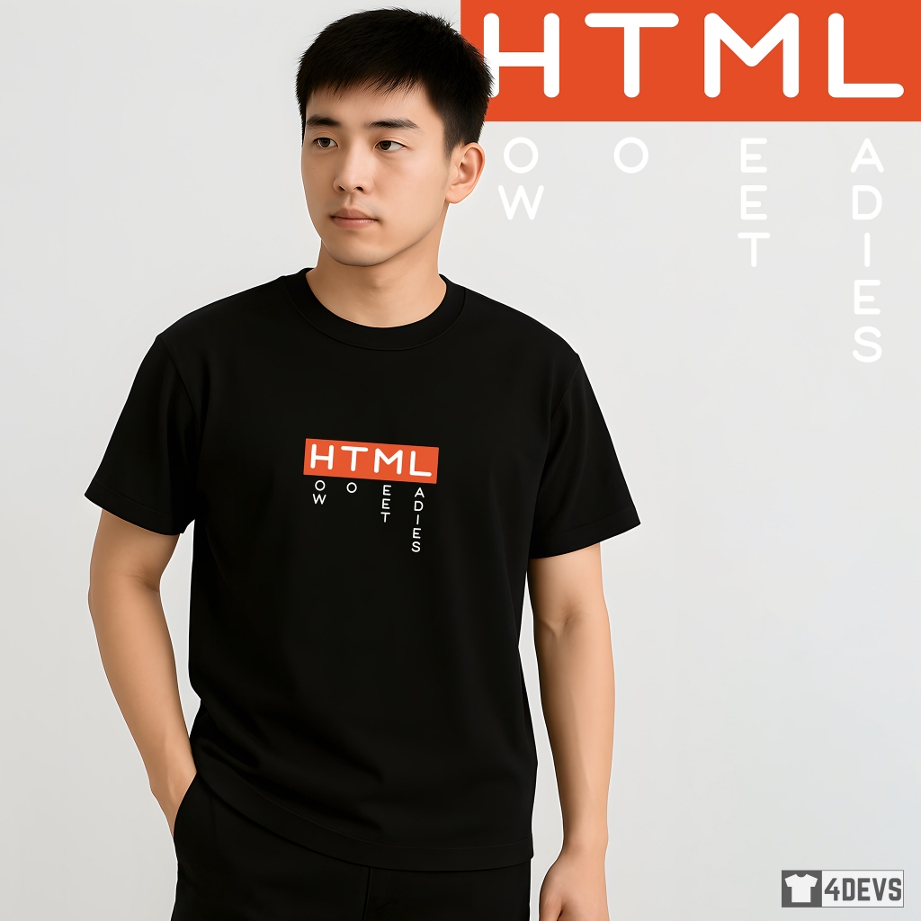 Áo thun IT - Áo thun cotton tay ngắn màu đen cổ tròn - Áo Lập trình viên - HTML - How To Meet Ladies