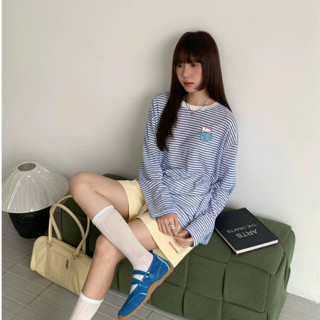 Áo thun nữ Tay dài Kẻ sọc nhuyễn thun xược Menina_Studio, áo thun dài tay nữ sọc thun giấy in hình xinh