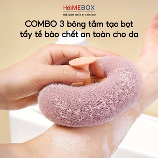 COMBO 3 Bông Tắm Tẩy Tế Bào Chết Xơ Mướp Bông Kì Ghét Tạo Bọt Massage Cơ Thể An Toàn Cho Da