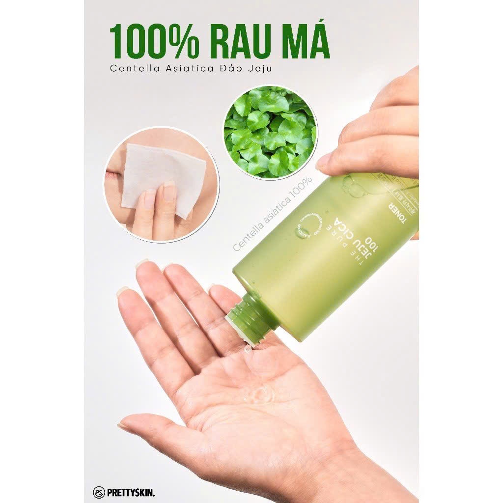 Nước Hoa Hồng Toner Chiết Xuất Rau Má Pretty Skin Hàn Quốc The Pure Jeju Cica Toner 250ml