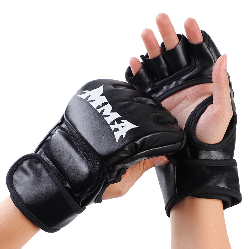 Găng Đấm Bốc MMA Nửa Ngón Găng Đấm Bốc Hở Ngón Dùng Trong Luyện Tập Chiến Đấu Muay Thái MMA Karate