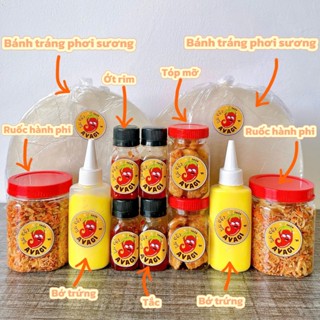 [ 2 x combo Ú Ù ] Bánh tráng phơi sương, Tóp mỡ, chai Bơ, Ruốc hành phi