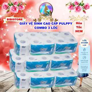 (Hoả tốc HCM) Lốc 10 cuộn Giấy vệ sinh cao cấp Pulppy 2 lớp (Bibistore)