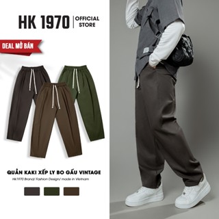 Quần Kaki Xếp Ly Form Ống Rộng, Quần Kaki Eo Chun Dáng Thụng Phong Cách Retro - Vintage Q182 NEW