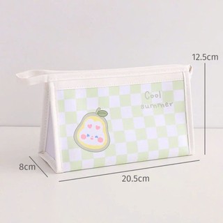 Túi Đựng Bút Tam Giác Da PU Mềm Mịn Kẻ Caro Size Lớn Hot Trend Cute Bóp Viết Chống Nước