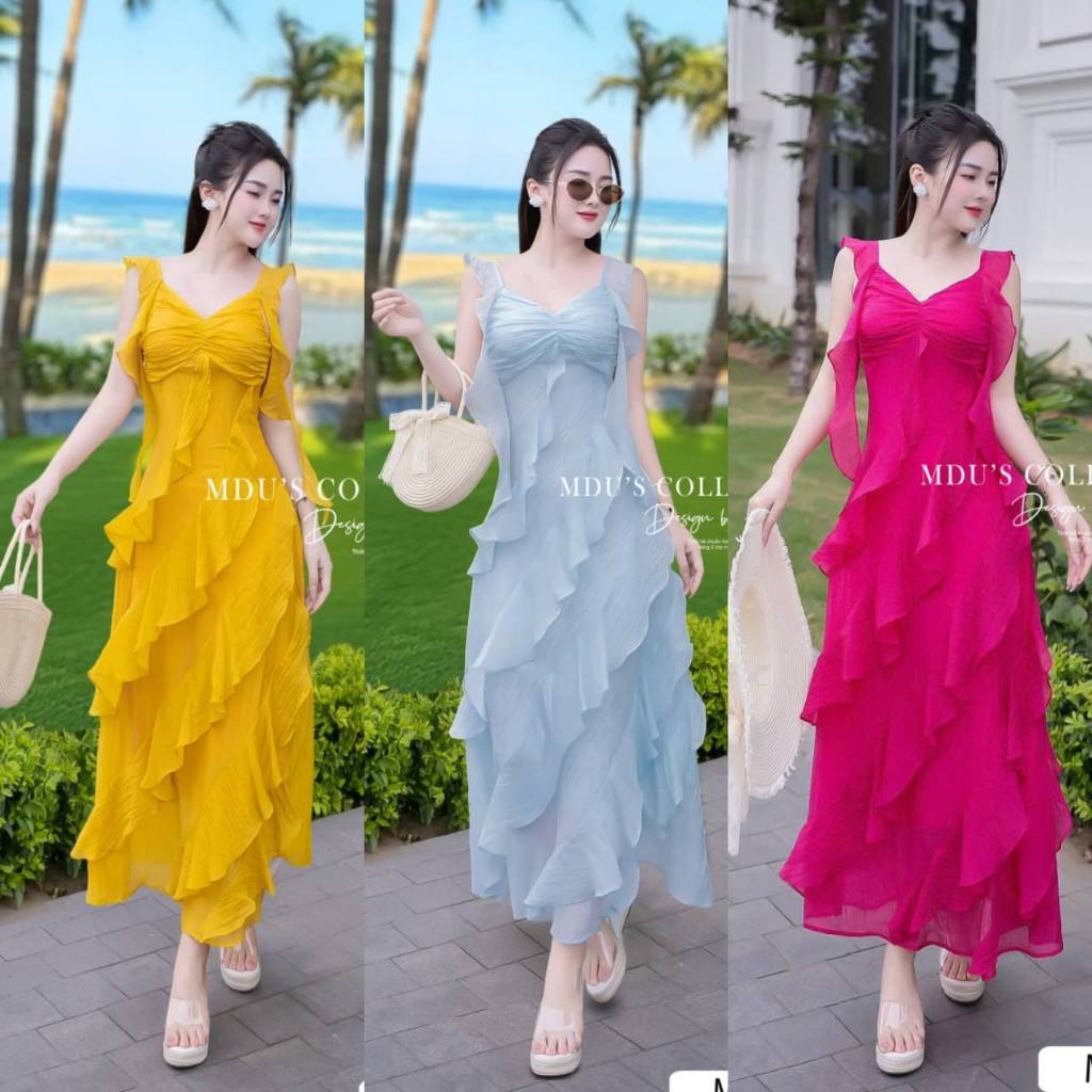 Váy Maxi Biển BST MDU4893 Dáng Xòe Dài Bèo Rủ Dọc Thân Váy Duyên Dáng Từ MDU
