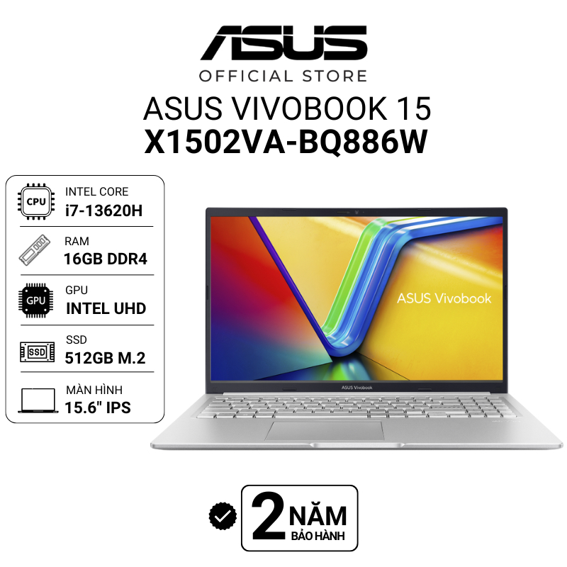 Laptop Asus Vivobook 15 X1502VA-BQ886W i7-13620H | 16GB RAM | 512GB SSD | Intel UHD | 15.6" | Win 11