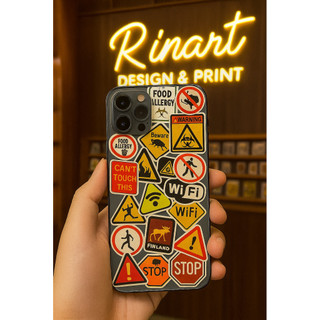 Set 100 sticker Warning cá tính dán trang trí chống thấm nước