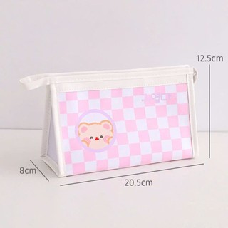 Túi Đựng Bút Tam Giác Da PU Mềm Mịn Kẻ Caro Size Lớn Hot Trend Cute Bóp Viết Chống Nước
