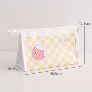 Túi Đựng Bút Tam Giác Da PU Mềm Mịn Kẻ Caro Size Lớn Hot Trend Cute Bóp Viết Chống Nước