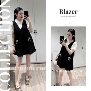 Váy bầu babydoll xinh mùa hè , đầm bầu thiết kế dự tiệc cổ ngọc tay phồng voan tơ phối đuôi bèo tiểu thư đầm bầu Elly