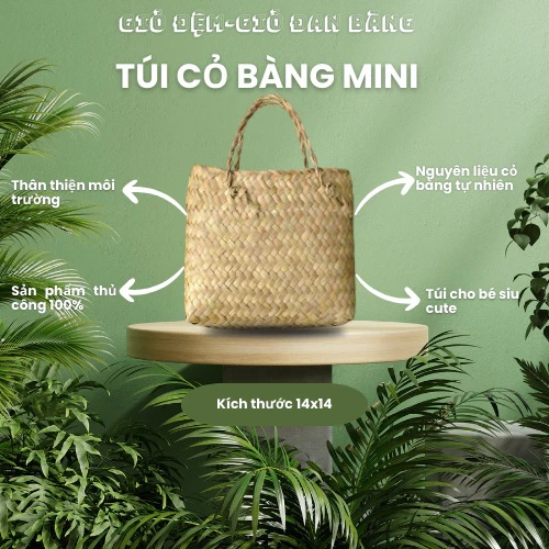 Giỏ cói, túi cói đan thủ công cho bé đi chơi, đi chợ