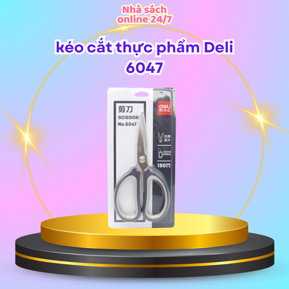 Kéo cắt đa năng, kéo cắt văn phòng, kéo cắt thực phẩm Deli 6047