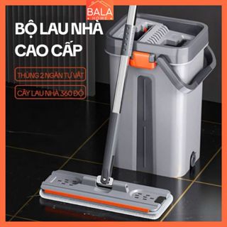 Bộ Cây Lau Nhà PRO MAX, Bộ Chổi Lau Nhà Kèm Thùng 2 Ngăn Tự Vắt Thông Minh Siêu Bền Siêu Sạch