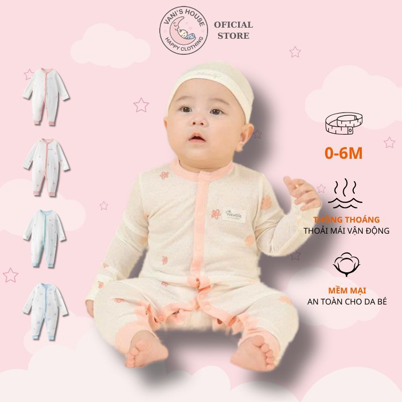 Bodysuit dài cúc giữa cho bé sơ sinh bé trai bé gái Chaang Sóng BOSS2025D08