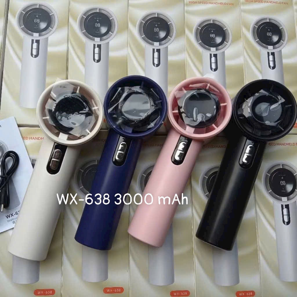 Quạt tích điện WX-638 cầm tay dung lượng pin 3000 mAh