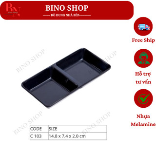 Combo 2 dĩa nước chấm 2 ngăn nhựa melamine – c103d
