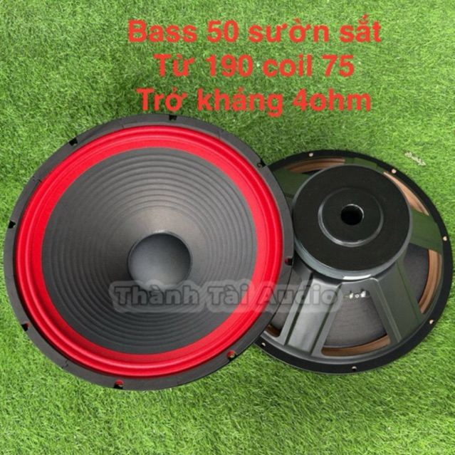 Bass 50 sườn sắt, từ 190, coil 75, viền đỏ, 4ohm chuyên loa kéo (1 cái)
