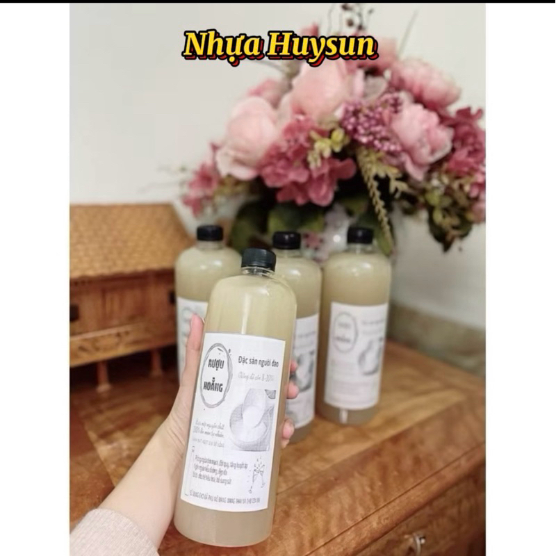 ( Sỉ 30-50-100) Chai Nhựa 1000ml Tròn Dài Dày Dặn Nắp Đen ( Trắng). Nhựa HuySun. Chai Nhựa Đựng Trà Sữa