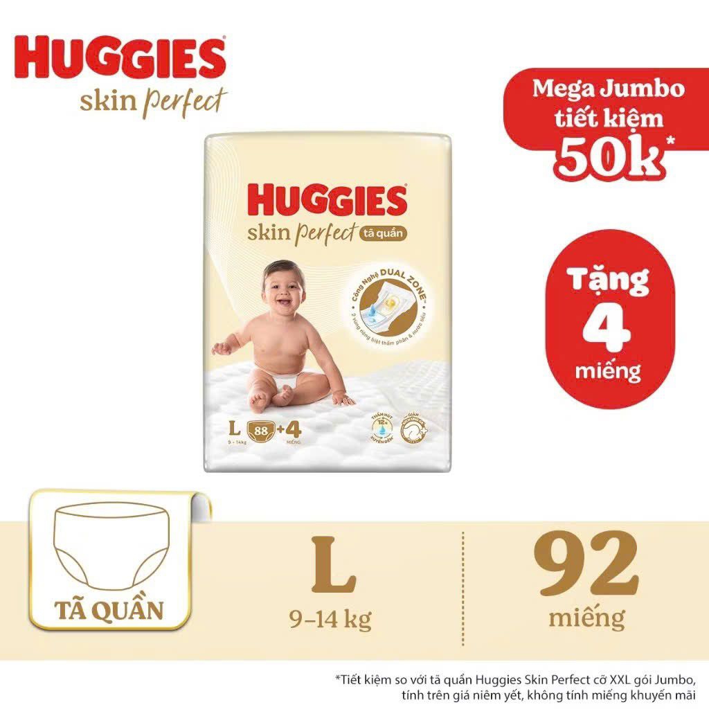 Tã quần Huggies Skin perfect đủ size M102, L92, XL76, XXL54