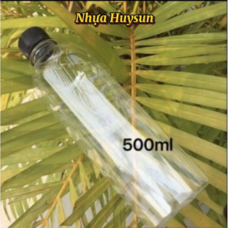 (Sỉ 30-50-100) Chai Nhựa Tròn, Dẹp Nắp Đen 500ml. Chai Nhựa Dày.Không Lo Bóp Méo. Đã Kèm Nắp