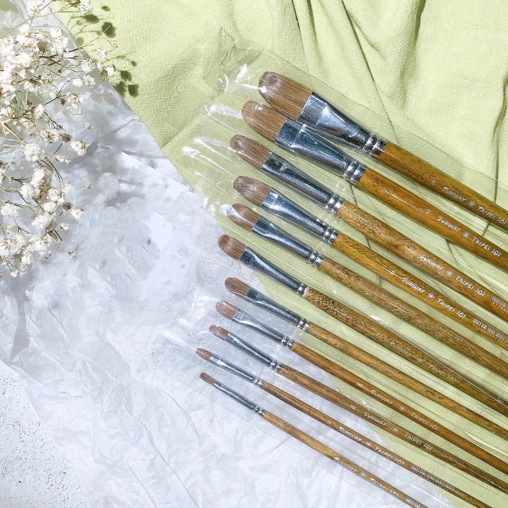 Cọ Vẽ Oval Lông Chồn SUNWAY Taipei 101 B399 – Cọ Vẽ Màu Nước, Acrylic, Gouache & Sơn Dầu