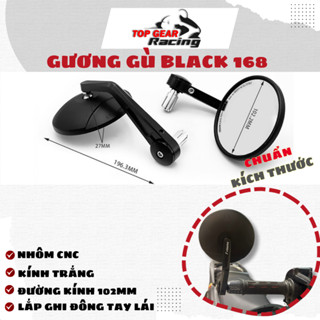 Gương Gù Tay Lái Rizoma Black 168 Mặt Kính Siêu Lớn 102mm