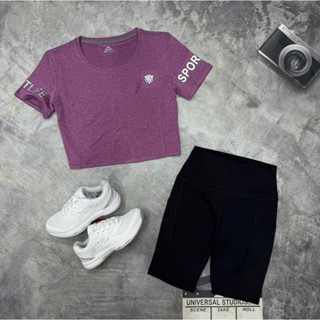 Bộ Croptop Quần Ngố Nữ Big Size, Đồ Tập Thể Thao Cho Chị Em Từ 58-100kg, Thun Co Dãn 4 Chiều- AG4041