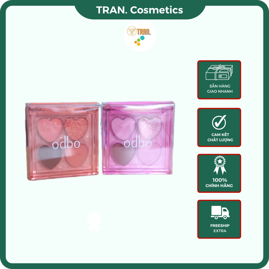 Phấn Mắt Odbo, Bảng Phấn Mắt 4 Ô Odbo Baby Cutesy OD2035 Màu 05, Màu 06 - TRAN Cosmetics.