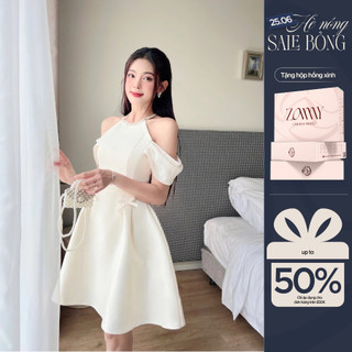 ZAMY SHOP- Váy TK Tafta Cổ Yếm 2 Nơ điệu đà nhưng không kém phần sang trọng
