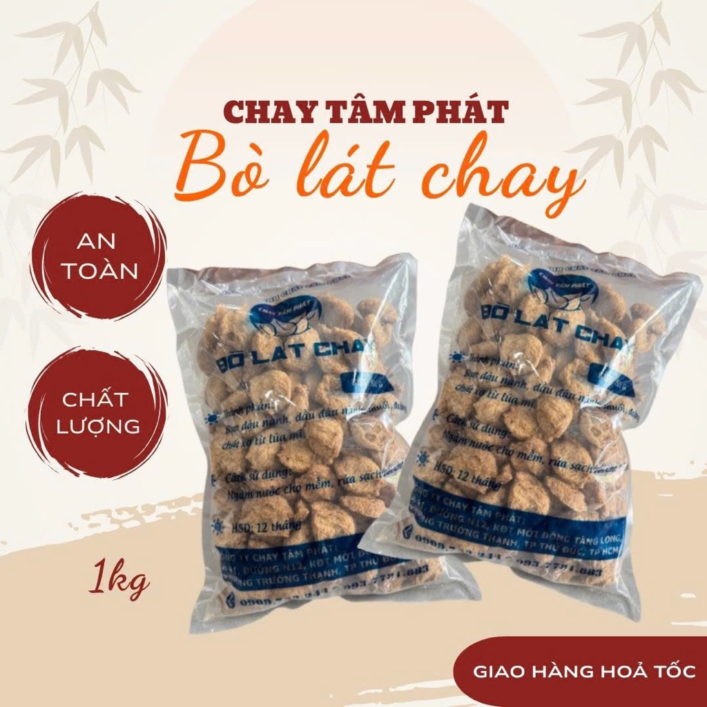 1 KG BÒ LÁT CHAY ( 2 túi bò lát) BÒ LÁT CHAY TÂM PHÁT