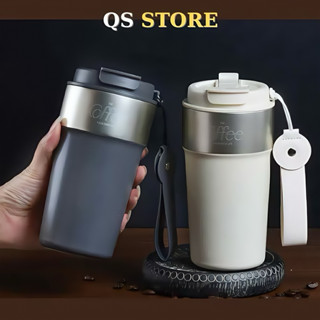 Ly Cà Phê Giữ Nhiệt Lót Gốm Cao Cấp Cốc Giữ Nhiệt Có Ống Hút Tặng Kèm Móc Treo Cầm Tay COC59