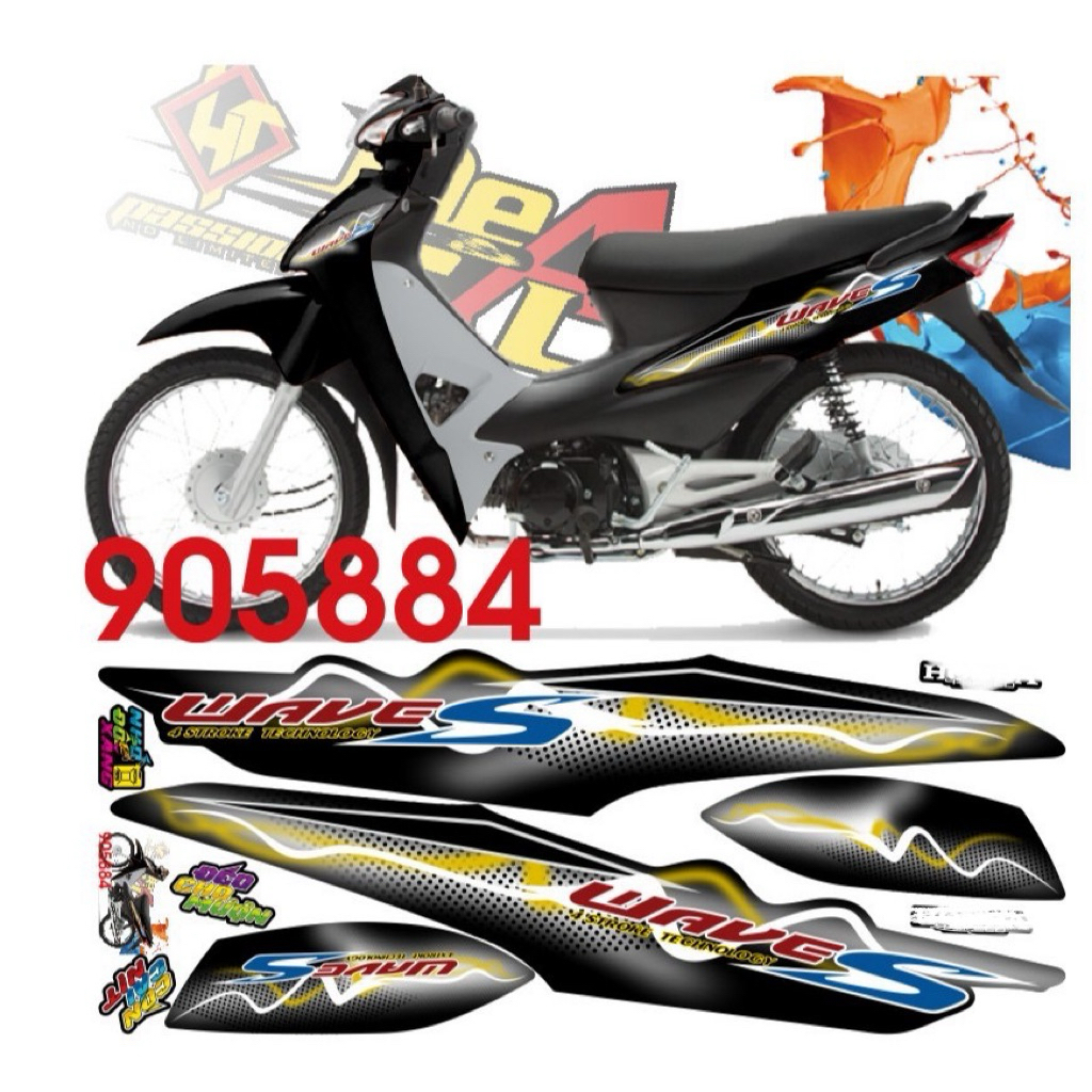 Tem rời WAVE ALPHA 100cc & 50cc mẫu wave s Sóng ĐEN VÀNG ( ĐỜI 2006-2016) Tem 3 lớp chống phai màu