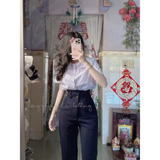 [ mã 12 ] Quần tây xanh đen 2 nút lưng cao, đi học đi làm đều đẹp, quần tây công sở. Ảnh thật tự chụp