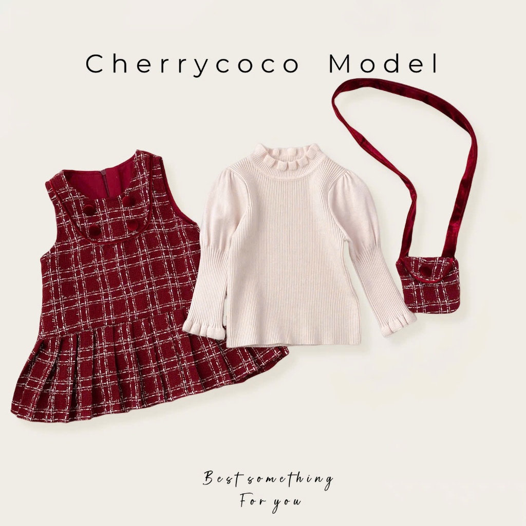SẴN 90,100. XA04. SET VÁY KÈM ÁO CHERRY COCO