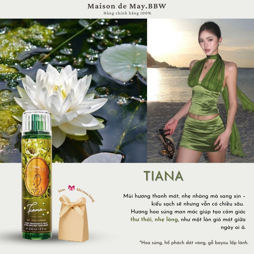 [AUTH] (Vỏ mới) BST Body Mist Disney - TIANA Xịt thơm toàn thân BBW chính hãng giá tốt