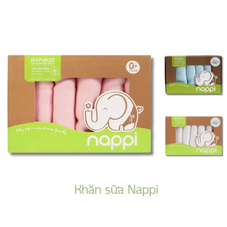 Khăn sữa Nappi, khăn mặt sợi tre mềm min cho bé Nappi thấm nước
