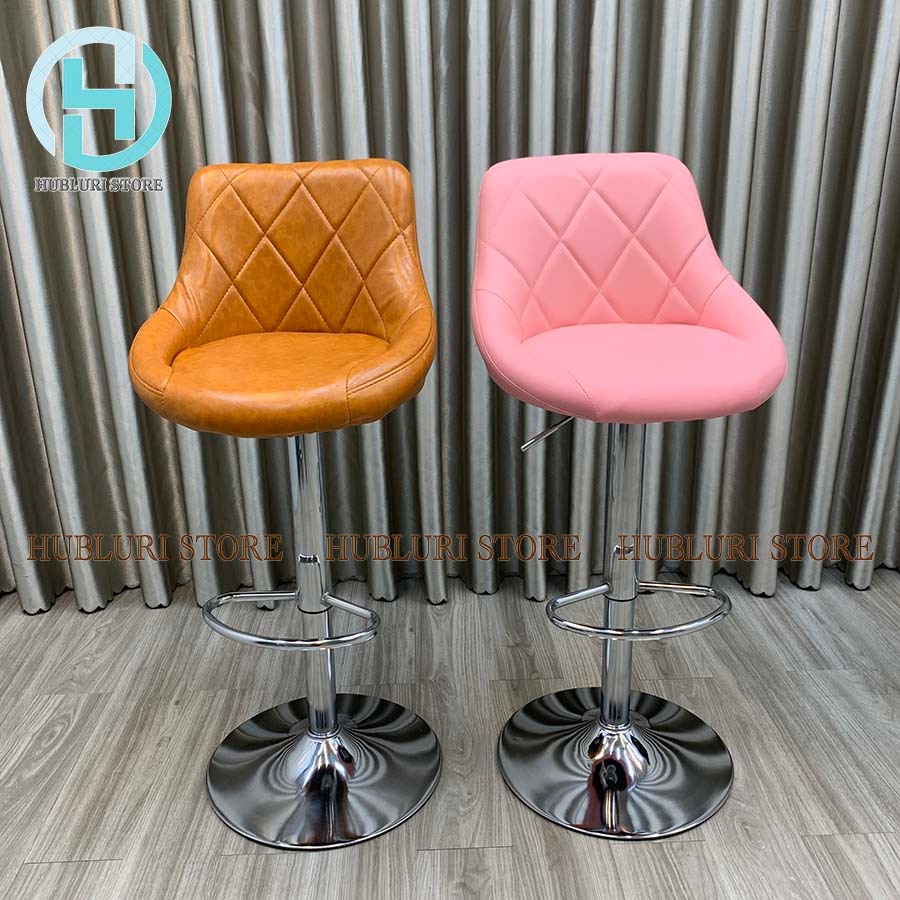 Ghế Makeup, Ghế Live, Ghế Quầy Bar Mẫu Nỉ Da Chân Bạc Cao 60-80cm