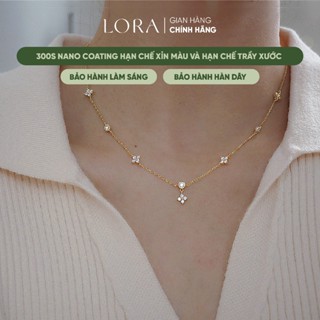 Dây Chuyền Bạc Mạ Vàng LORA Kết Hợp Charm Sao Treo Sáng Da May Mắn Hạnh Phúc